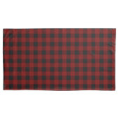 Housse D'oreillers Rouge rustique | Black Buffalo Check Plaid Motif (devant-gauche)