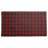 Housse D'oreillers Rouge rustique | Black Buffalo Check Plaid Motif (devant-Droit)