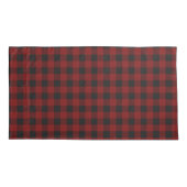 Housse D'oreillers Rouge rustique | Black Buffalo Check Plaid Motif (Dos-gauche)
