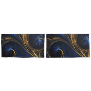 Housse D'oreillers Royal Blue Gold Abstrait Swirl