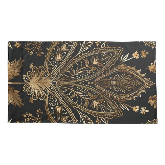 Housse D'oreillers Royal Indian Luxury Black & Gold (Dos)