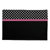 Housse D'oreillers Ruban rose points noirs et blancs Nom (Dos-gauche)