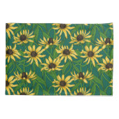 Housse D'oreillers Rudbekia jaune sur vert foncé (Dos-gauche)