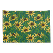 Housse D'oreillers Rudbekia jaune sur vert foncé (Dos-Droit)
