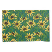 Housse D'oreillers Rudbekia jaune sur vert foncé (devant-Droit)