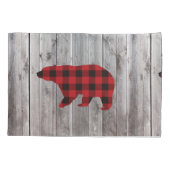 Housse D'oreillers ruodland barn wood red buffalo plaid bear (Dos-gauche)