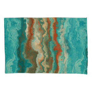 Housse D'oreillers Rust et Turquoise Abstrait