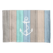 Housse D'oreillers Rustic Beach Wood Bandes et Ancres nautiques (devant-gauche)