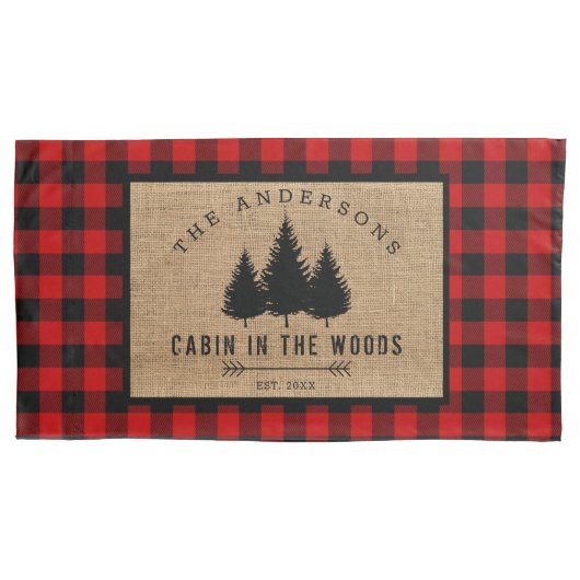 Housse D'oreillers Rustic Country Family Nom Cabin dans les Woods (devant)
