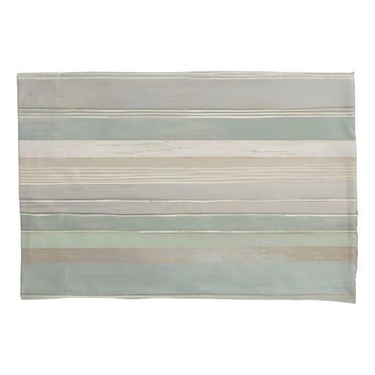 Housse D'oreillers Sage Green Dusty Blue Taupe Grey Farmhouse Stripe (devant-gauche)