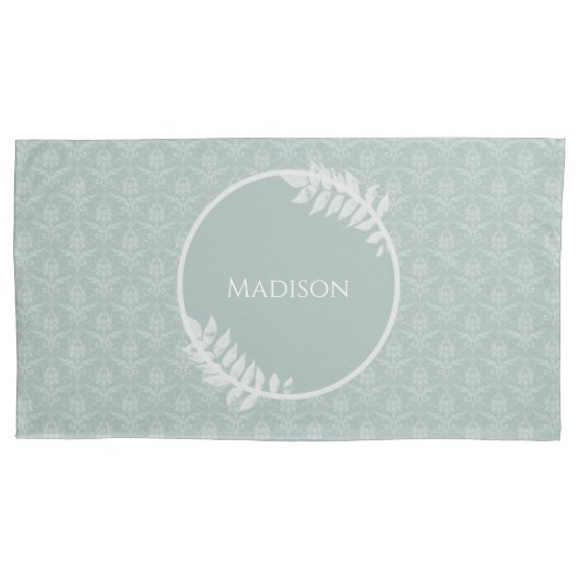 Housse D'oreillers Sage Green Elegant Damask (devant-gauche)