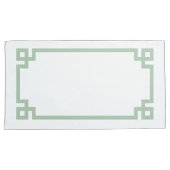 Housse D'oreillers Sage Vert Clé grecque Bordure King Taille (devant-Droit)