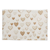 Housse D'oreillers Saint-Valentin coeurs crème et marron (Dos-gauche)