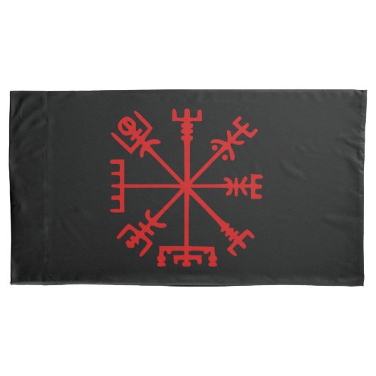 Housse D'oreillers Sang Rouge Vegvísir (Viking Compass) (devant-gauche)