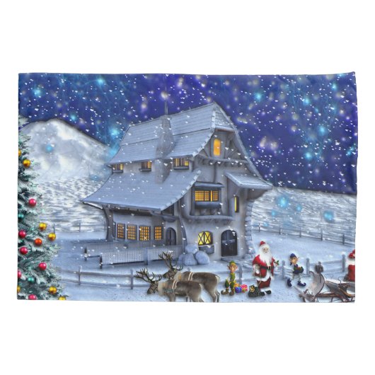 Housse D'oreillers Santa Rudolph Elf with Sled (Dos)