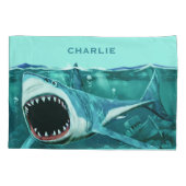 Housse D'oreillers Scary Shark nom personnalisé pillowcases (Dos)