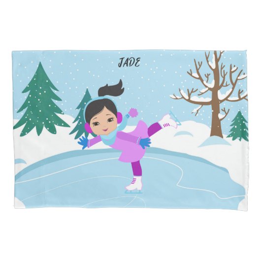 Housse D'oreillers Scène hivernale Patinage sur glace Coque Coussin p (devant)