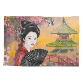 Housse D'oreillers Scène Japonaise Avec Une Femme (Dos-gauche)