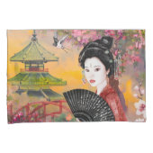 Housse D'oreillers Scène Japonaise Avec Une Femme (devant-Droit)