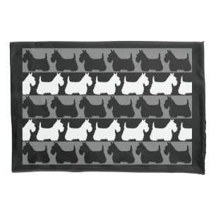 Housse D'oreillers Scottish Terrier chien noir/gris/blanc, rayures