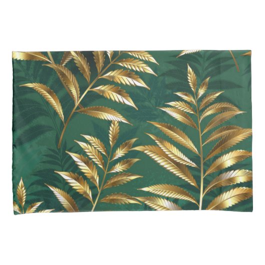 Housse D'oreillers Seamless pattern with golden ferns (devant-Droit)