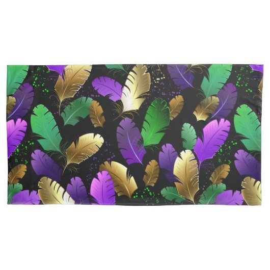 Housse D'oreillers Seamless Pattern with Mardi Gras feathers (devant)