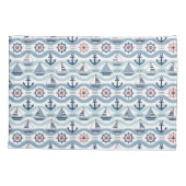 Housse D'oreillers Seaside Blue Sailboats & Anchors Pattern ID1258 (Dos)