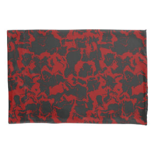 Housse D'oreillers Serviette abstraite rouge et charbon de bois