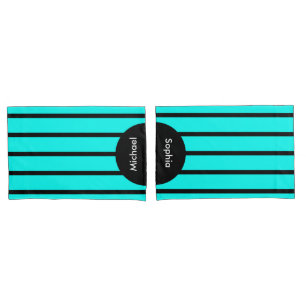 Housse D'oreillers SEULEMENT DES STRIPES DE COULEUR - turquoise + vot