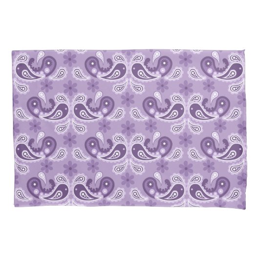 Housse D'oreillers Shabby Chic Purple et blanc Motif Paisley (devant)