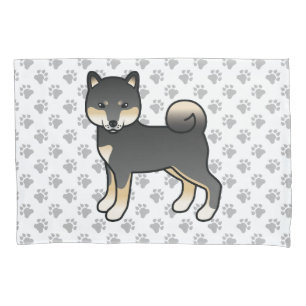 Housse D'oreillers Shiba Inu noir et feu, chien de dessin animé et pa