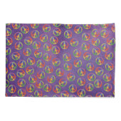 Housse D'oreillers Signes De Paix De Teinture Sur Violet (Dos-gauche)