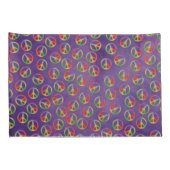 Housse D'oreillers Signes De Paix De Teinture Sur Violet (Dos-Droit)