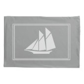 Housse D'oreillers Silhouette de voilier blanc nautique (Dos)