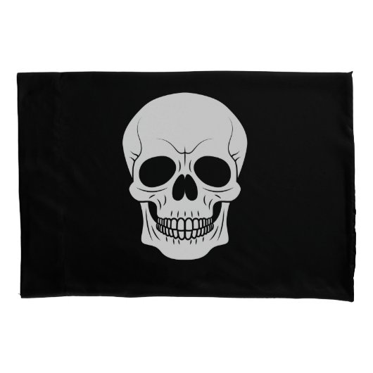 Housse D'oreillers Silhouette Du Crâne Blanc Sur Gothique Noir (devant)