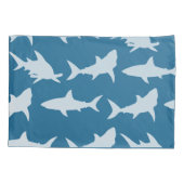 Housse D'oreillers Silhouettes de requin modernes et bleu (Dos)