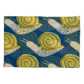 Housse D'oreillers Silhouettes d'escargots : jaune, motif rose. (Dos)