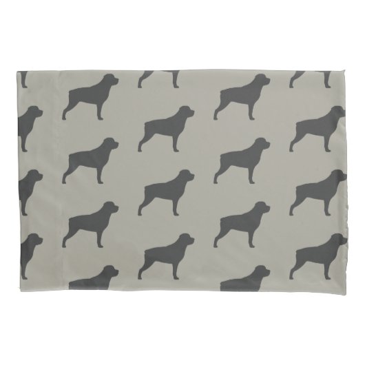 Housse D'oreillers Silhouettes Motif gris Rottweiler (devant)
