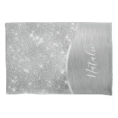 Housse D'oreillers Silver Glitter Glam Bling Personalized (devant)