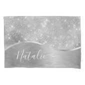 Housse D'oreillers Silver Glitter Glam Bling Personalized (devant)