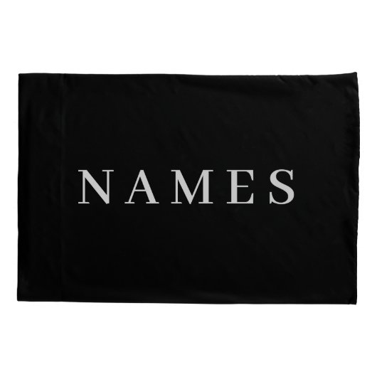 Housse D'oreillers Simple Black Custom Ajouter Votre Nom Élégant (Dos)