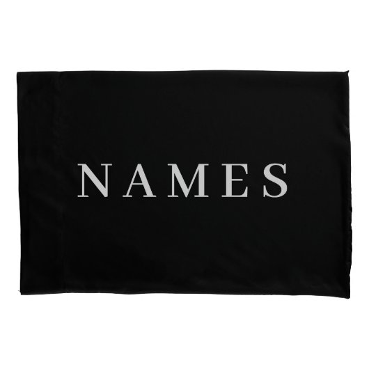 Housse D'oreillers Simple Black Custom Ajouter Votre Nom Élégant (devant)