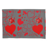 Housse D'oreillers Simple Coeurs Rouges Amour Romantique Sur Charbon  (devant-gauche)