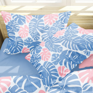 Housse D'oreillers Simple et Abstrait Mostera rose et bleu Motif