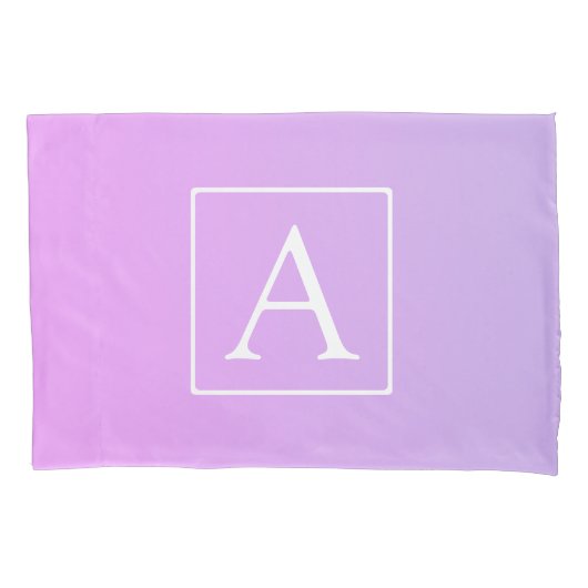 Housse D'oreillers Simple Monogramme | Dégradé Rose/Violet Subtil (devant)