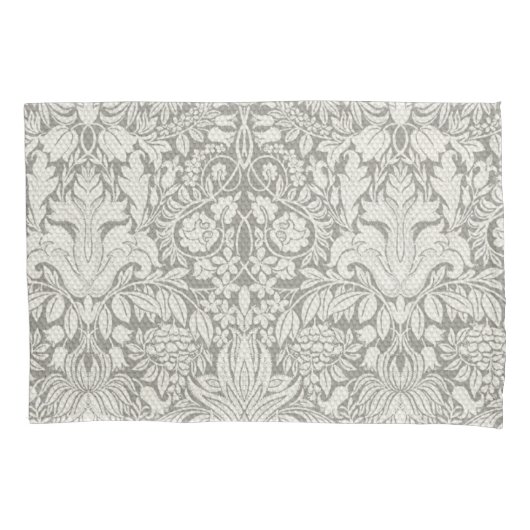 Housse D'oreillers Simple motif floral damassé blanc (devant)