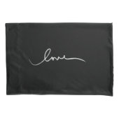 Housse D'oreillers simple noir blanc à la main amour (devant-gauche)