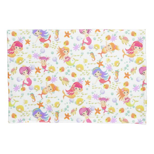 Housse D'oreillers Sirènes Blanches avec Gingham (devant)