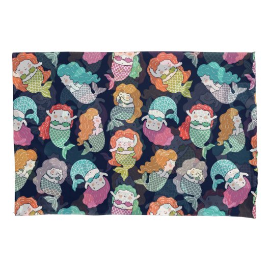 Housse D'oreillers Sirènes : motif sans soudure fantaisiste. (devant)