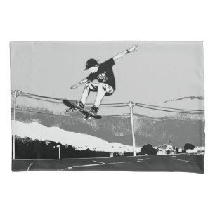 Housse D'oreillers Skateboard Getting Air - Skateboarder Design